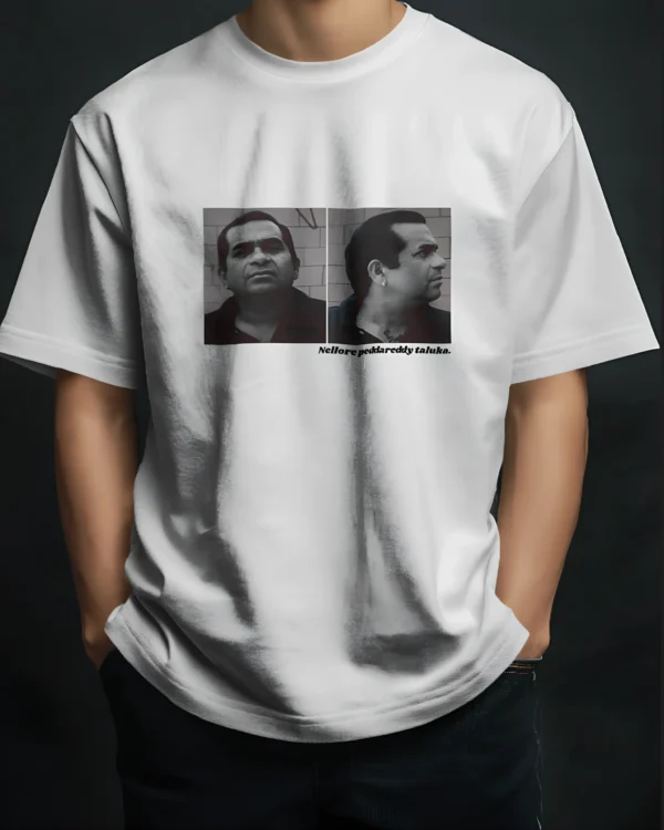 Nellore peddareddy taluka, Oversized and Crew, T Shirt for Men - Image 2